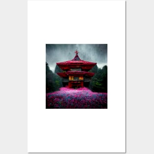 Japanese Temple of Flowers Posters and Art